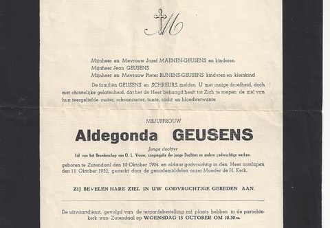 Geusens Aldegonde °1904 +1952